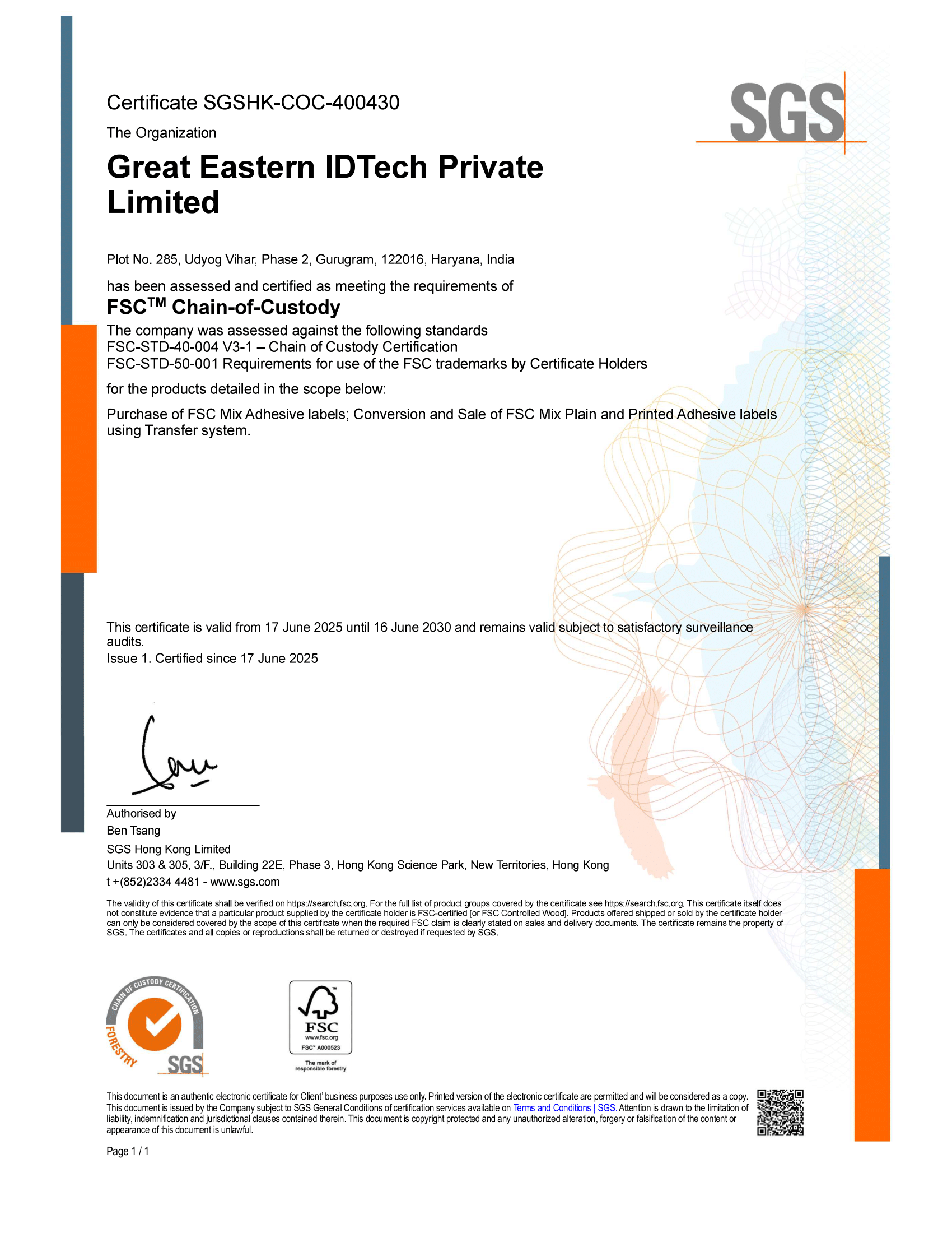 GEIPL FSC certificate
